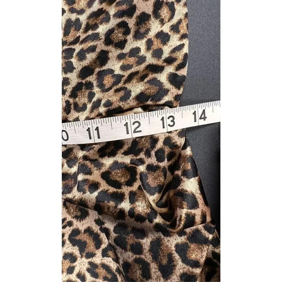 Iris Womens Brown Black Leopard Print Asymmetrical Hem Ruched Mini Dress Medium - Picture 7 of 12